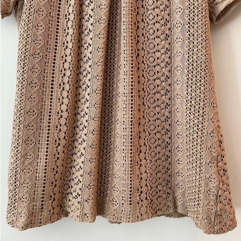 Banana Republic Lace Overlay Blouse Short Sleeve Zipper Office Date Elegant 8 - Picture 5 of 12